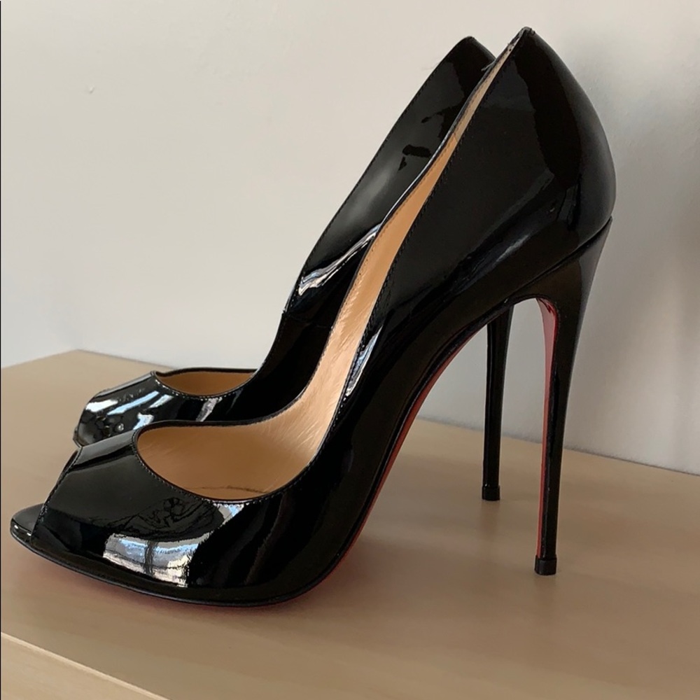 Christian Louboutin black peep toe heel